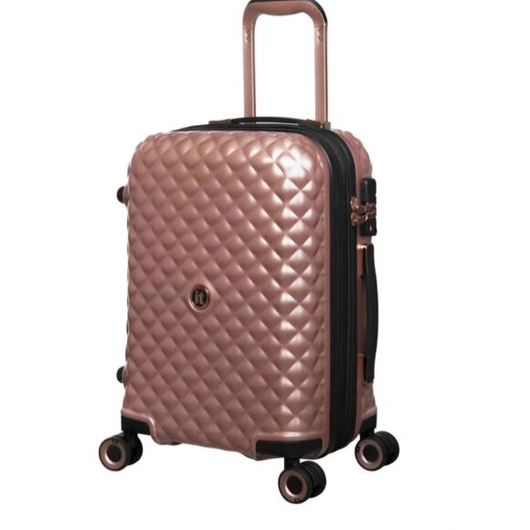 IT Luggage Impakt Style Glitzy 21" Spinner Luggage- Metallic Rose Gold - Picture 1 of 10